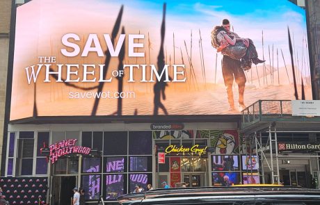 Save the Wheel of Time billboard in New York